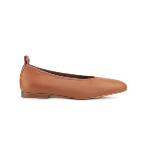 Classic Brown Cow Leather Women Ballet Flat 