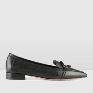 Dress Flats Black Leather Buckle