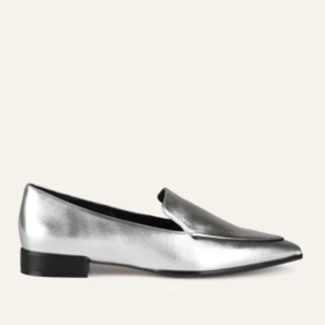 Dress Flats Silver Leather