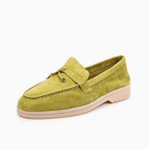  Fluorescent Green Suede Women Loafers