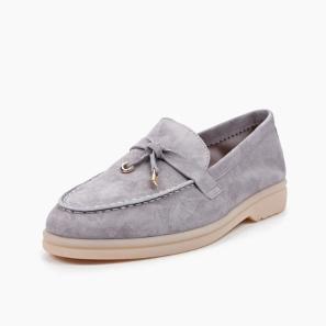 Comfortable Grey Suede Tassel Loafers