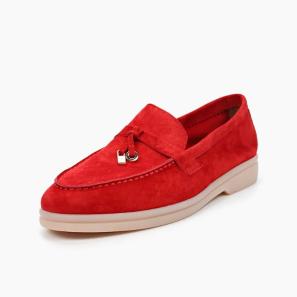 Red Suede Tassel Loafers for Girls