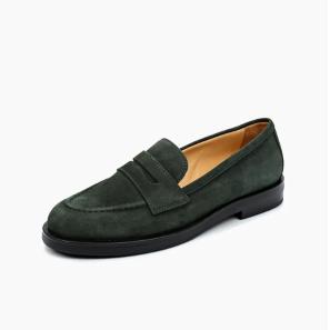 Dark Green Suede Loafers for Daily