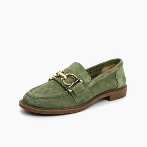 Green Suede Leather Women Dress Loafers