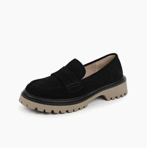 Trendy Black Suede Penny Loafers 