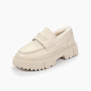 Quality Offwhite Cow Leather Penny Loafers for Winter