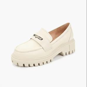 Offwhite Cow Leather Penny Loafers with Metal Trim