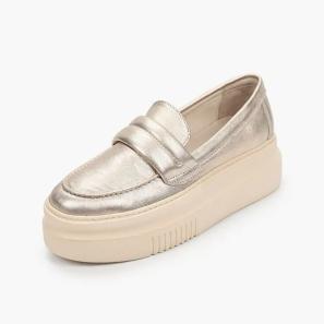 Gold Shiny Leather Casual Penny Loafer