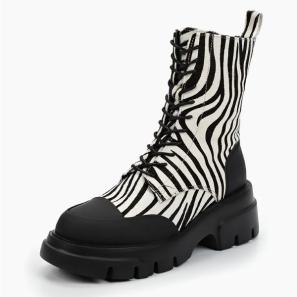 Leopard Lace-up Ankle Boots for Women