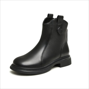 Flat Ankle Boots Black Leather 