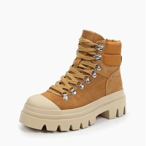 Brown Suede Lace-up Outdoor Boots for Women