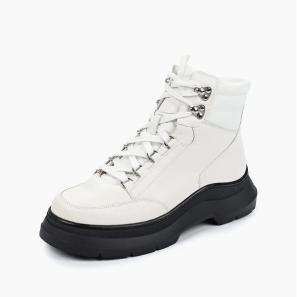 White Leather Women Boots For Winter