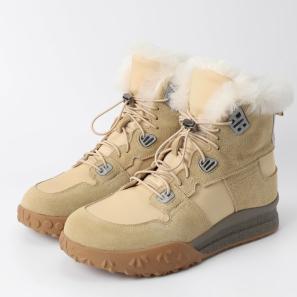 Real Fur Collar Beige Women Sneaker Boots