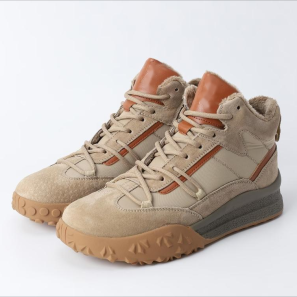 Beige Suede Leather Sneaker Boots for Women