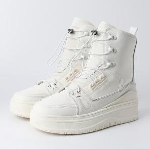 Offwhite Nylon Fabric Boots for Women