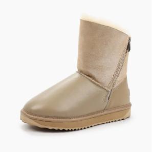 Wholesale Khaki Leathe Nubuck Snow Boots with Zipper Outside