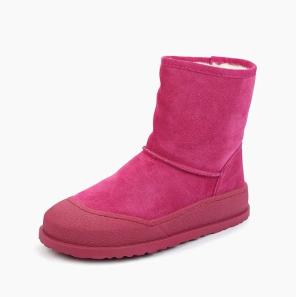 Rose-red Suede Leather Snow Boots for Women