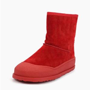 Red Suede Leather Women Snow Boots