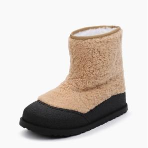 Beige Wool Fur Snow Boots for Winter