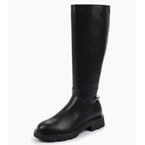 Black Leather Long Boots for Women