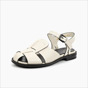 Offwhite Leather Women Dress Sandals