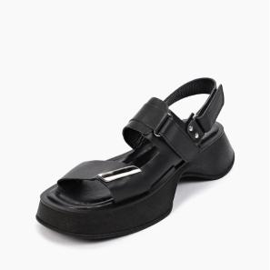 Black Leather Sandals for Summer