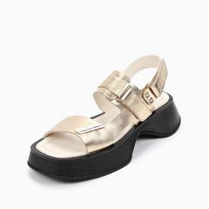 Gold Leather Sandals for Women