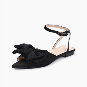 Black Suede Women Flat Sandals