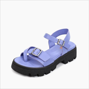 Purple Leather Women Platform Sandal