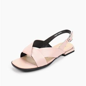 Pink Leather Flat Sandals for Women