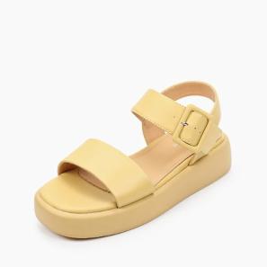 Yellow Leather Platform Sandals