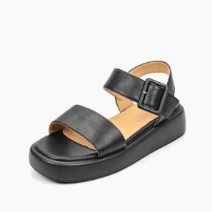 Black Leather Platform Sandals For Women