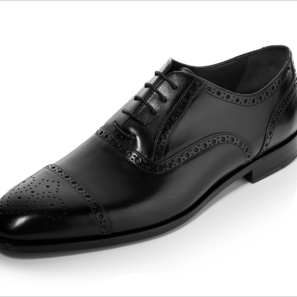 Black Calf Leather Straight Tip Captoe Men Formal Shoes