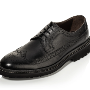 Black Leather Full Brogue Shoes for Men