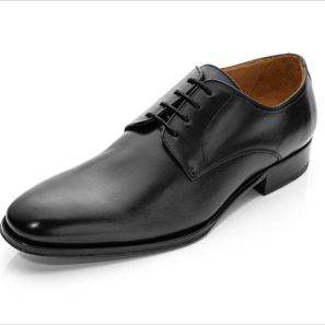 Black Leather Plain Toe Dress Shoes for Men