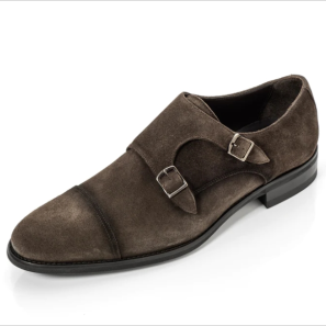 Grey Suede Double Buckle Monkstrap