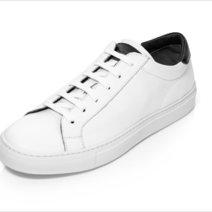 White Leather Sneaker with Black Collar