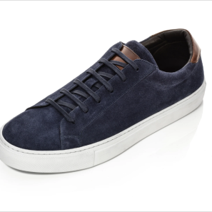 Navy Blue Suede Leather Men Sneaker