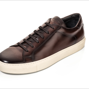 Coffee Leather Men Sneakers