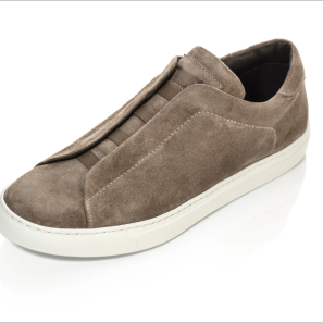 Brown Suede Slip-on Sneakers with Elastic Lace