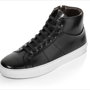 Classic Black Leather Lace-up High Top Sneaker