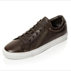 Coffee Soft Leather Men Lace-up Sneaker