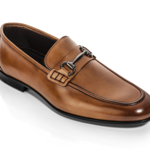 Brown Leather Men's Buckle Loafers