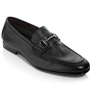 Black Soft Leather Buckle Loafers