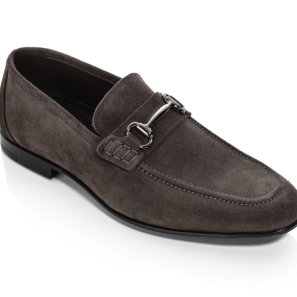 Grey Suede Men's Loafers with Buckle