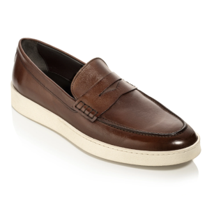 Brown Leather Casual Penny Loafers for Men