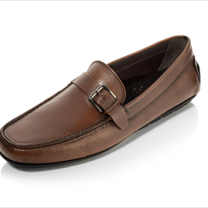 Brown Buckle Slip-on Driving Shoes