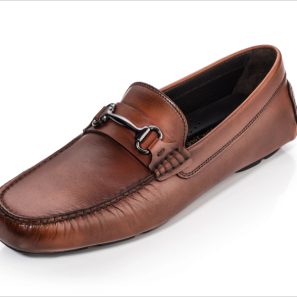 Brown Burnished Leather Trim Driving Shoes