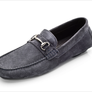 Grey Suede Metal Trim Men's Mocassin