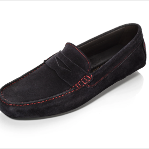 Black Suede Red Stitching Men's Drivers